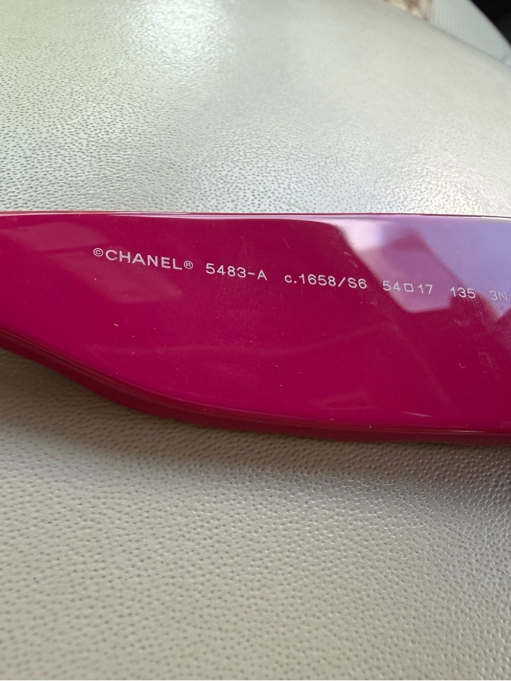 CHANEL Blue Frame Sunglasses with Pink Temples - Picture 5 of 6